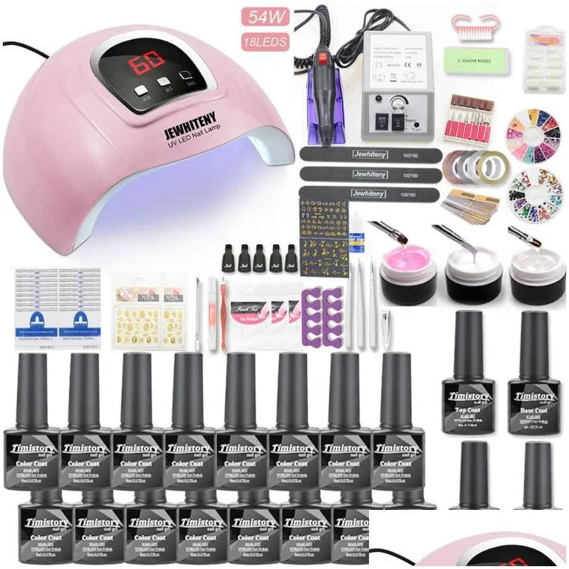 nail art kits 30pcs gel polish set 35000rpm drill machine kit with 120w uv led lamp manicure tools