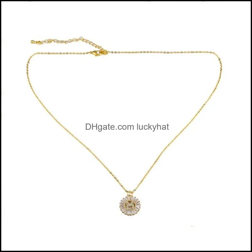 minimalist fashion crystal rhinestone letter necklace women copper material dainty az initial necklace