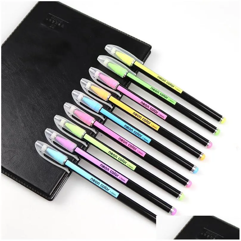 zuixua neon color creative metal colored gel pen 12/16/24/36/48 colors neutral pen super smooth coloring books journals graffiti1