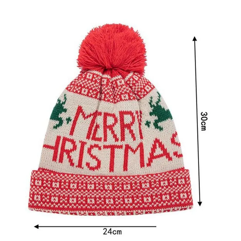 christmas warm knitted wool hats jacquard ear protector head cap