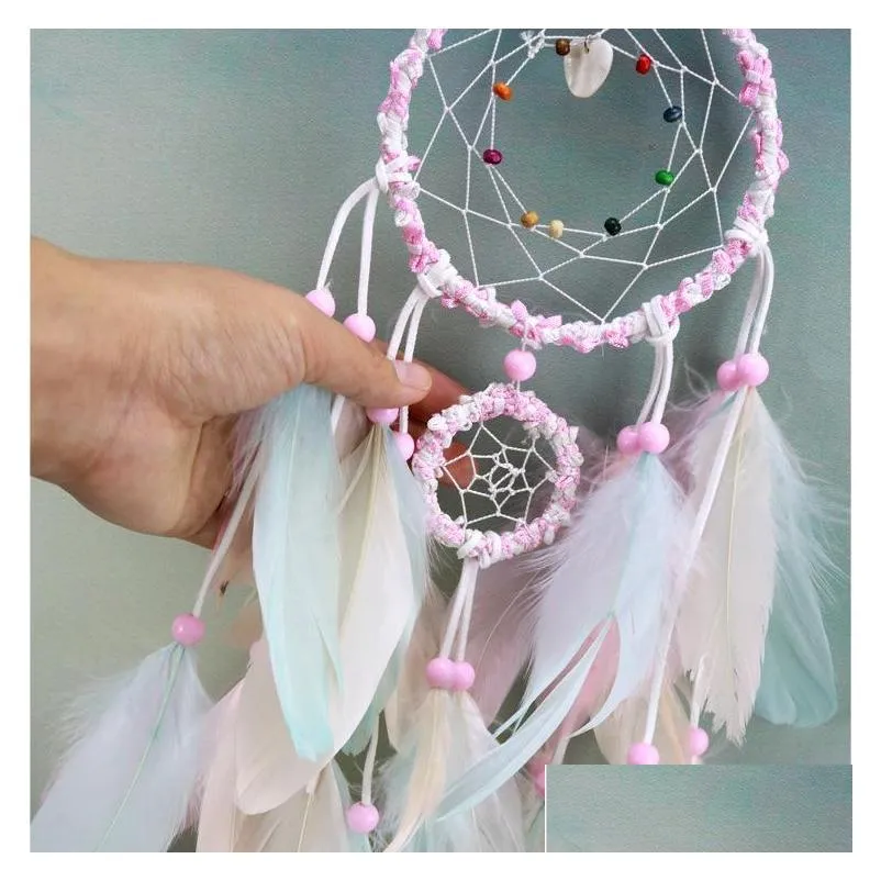 colorful handmade dream catcher feathers car home wall hanging decoration ornament gift wind chime craft decor supplies 