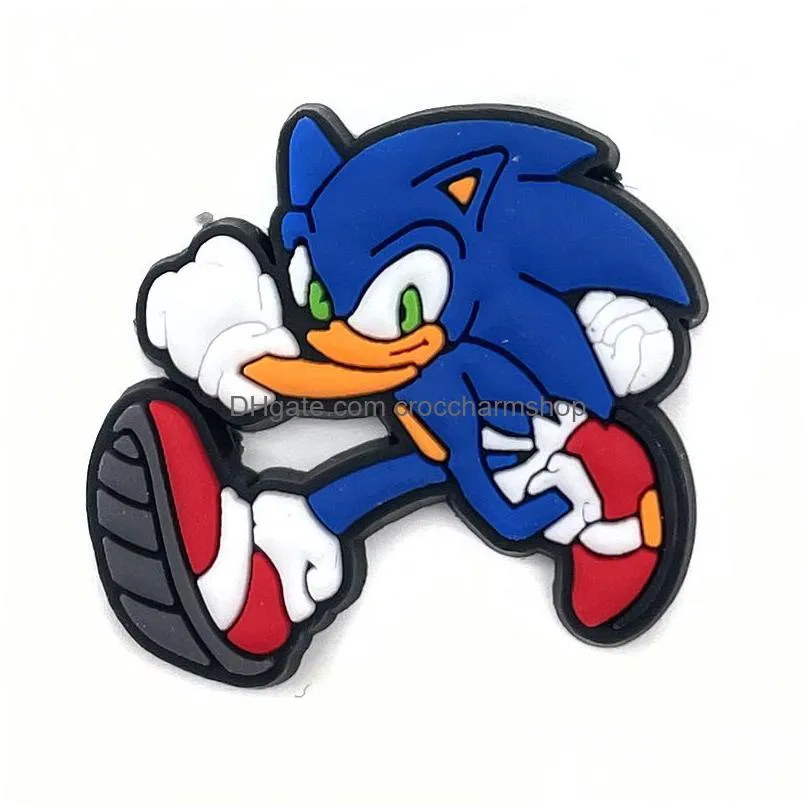 anime charms wholesale childhood memories game sonic cartoon croc charms shoe accessories pvc decoration buckle soft rubber clog charms fast