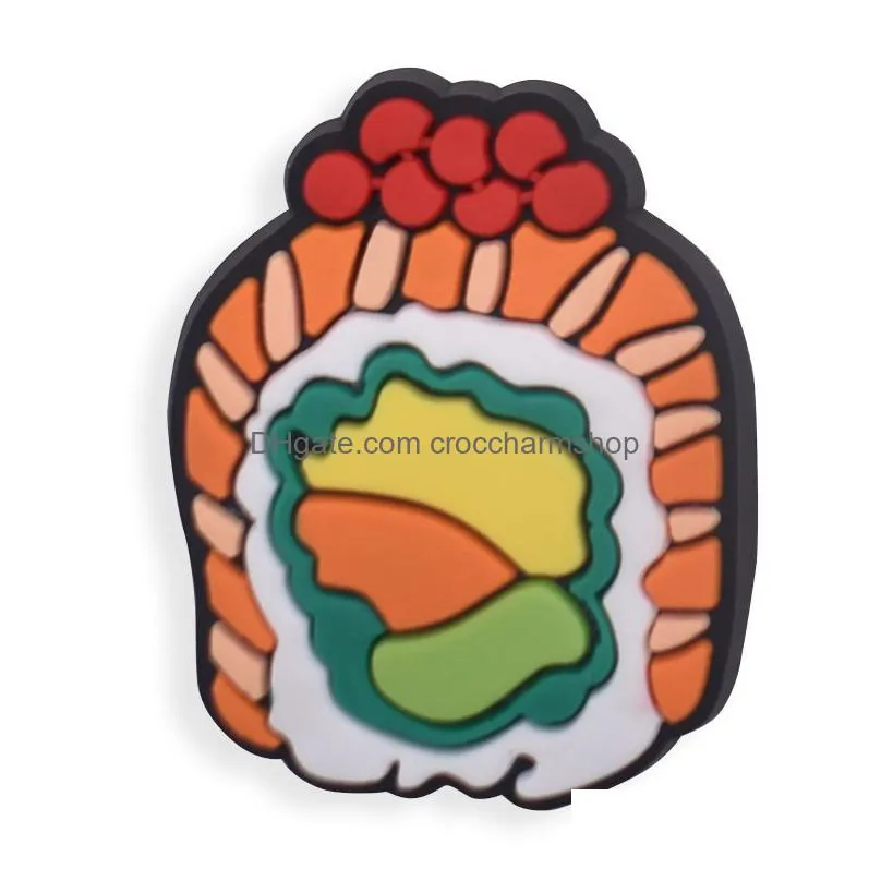 anime charms wholesale childhood memories food sushi hamburger cartoon croc charms shoe accessories pvc decoration buckle soft rubber clog charms fast