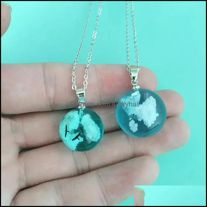 wholesale handmade fashion women acrylic necklace jewelry transparent ball shape pedant dainty sky necklace