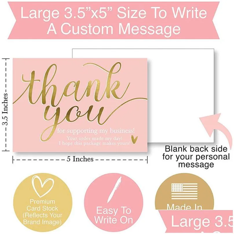 pink holiday greeting cards hot stamping thank you card tag christmas birthday gift supplies 50x90mm