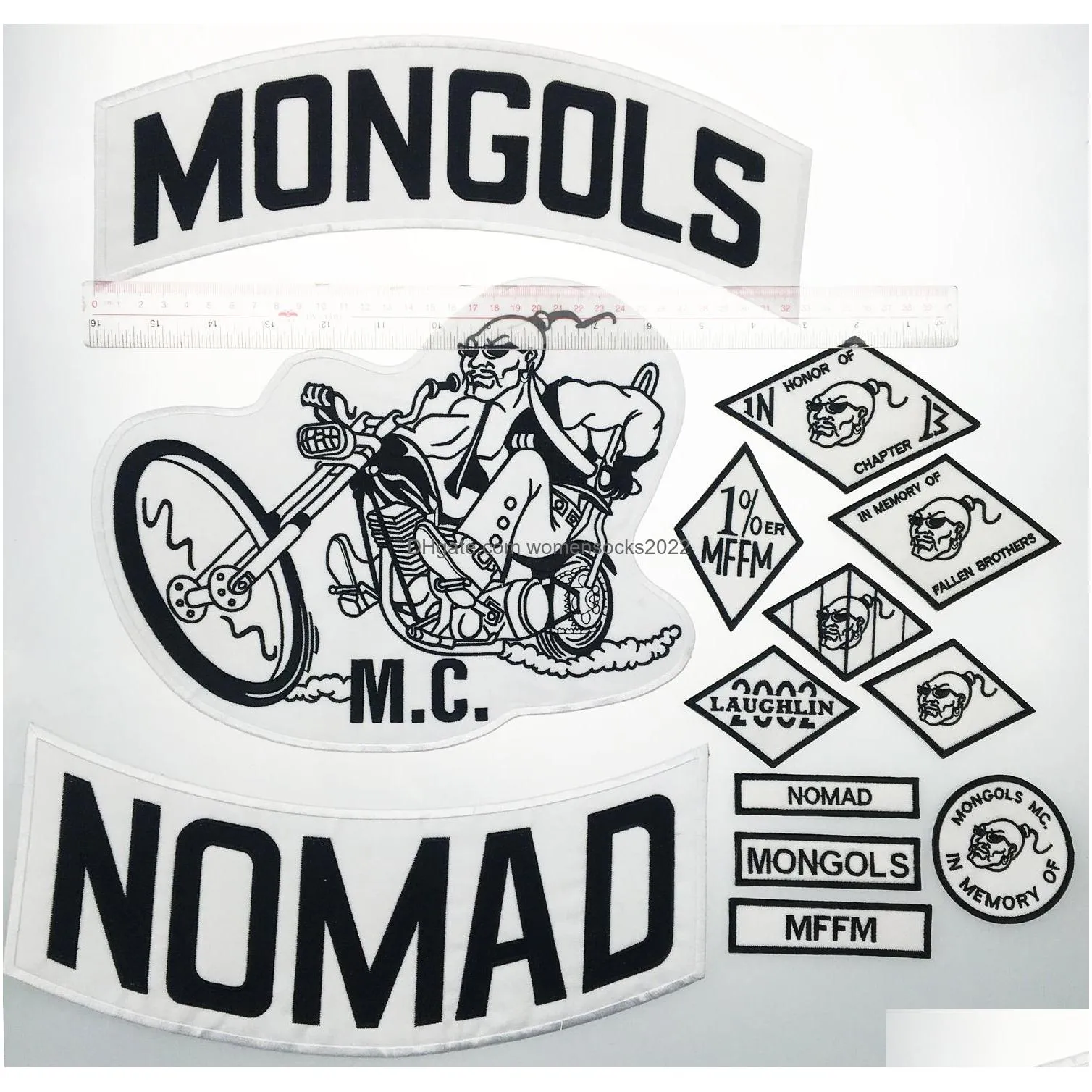 mongols nomad mc biker vest embroideryes 1 mffm in memory iron on full back of jacket motorcyle