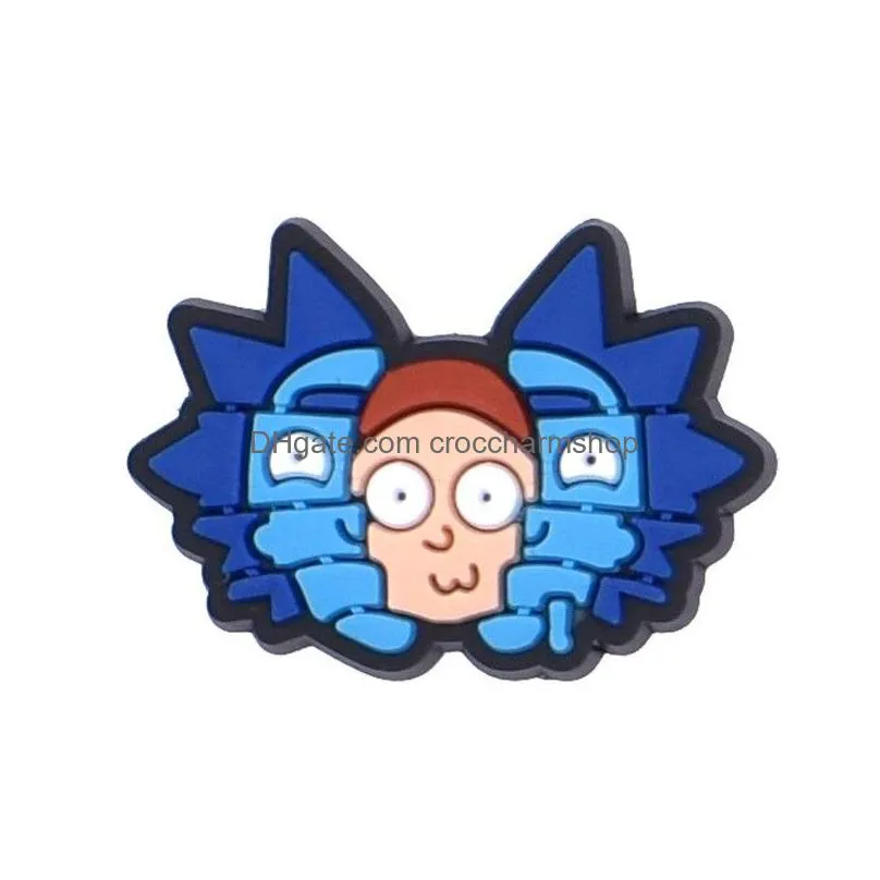 anime charms wholesale childhood memories rick morty funny gift cartoon croc charms shoe accessories pvc decoration buckle soft rubber clog charms fast