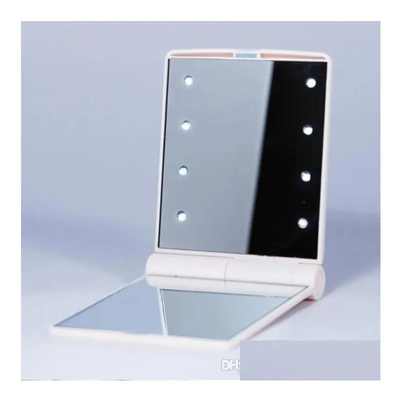 most popular pocket led makeup hd mirror with 8 led lights and touch screen smart dimming