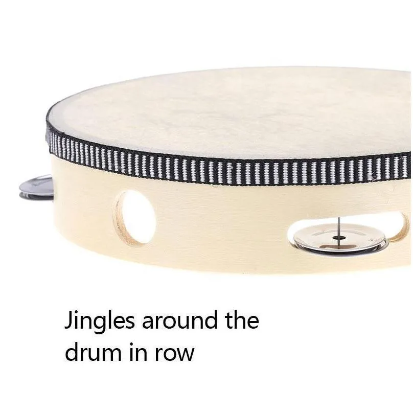 drum 6 inches tambourine bell party favor hand held birch metal jingles kids school musical toy ktv party percussion toy sxjun27