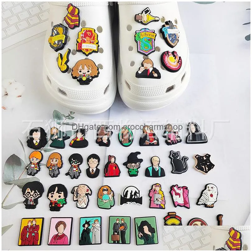 anime charms wholesale childhood memories magical school funny gift cartoon croc charms shoe accessories pvc decoration buckle soft rubber clog charms fast