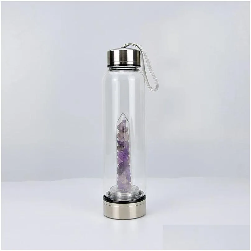 2021 natural quartz gem glass water bottle direct drinking crystal cup 8 styles black friday deals