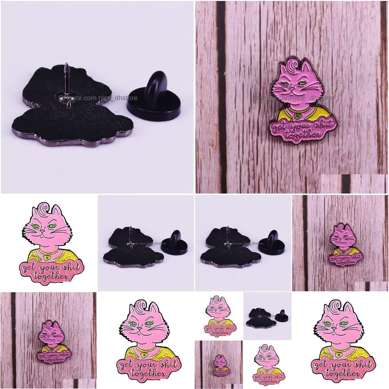 carolyn enamel pin cartoon tv series brooches for shirt lapel backpack banner badge pink cat lady jewelry gift for friends get your shit together