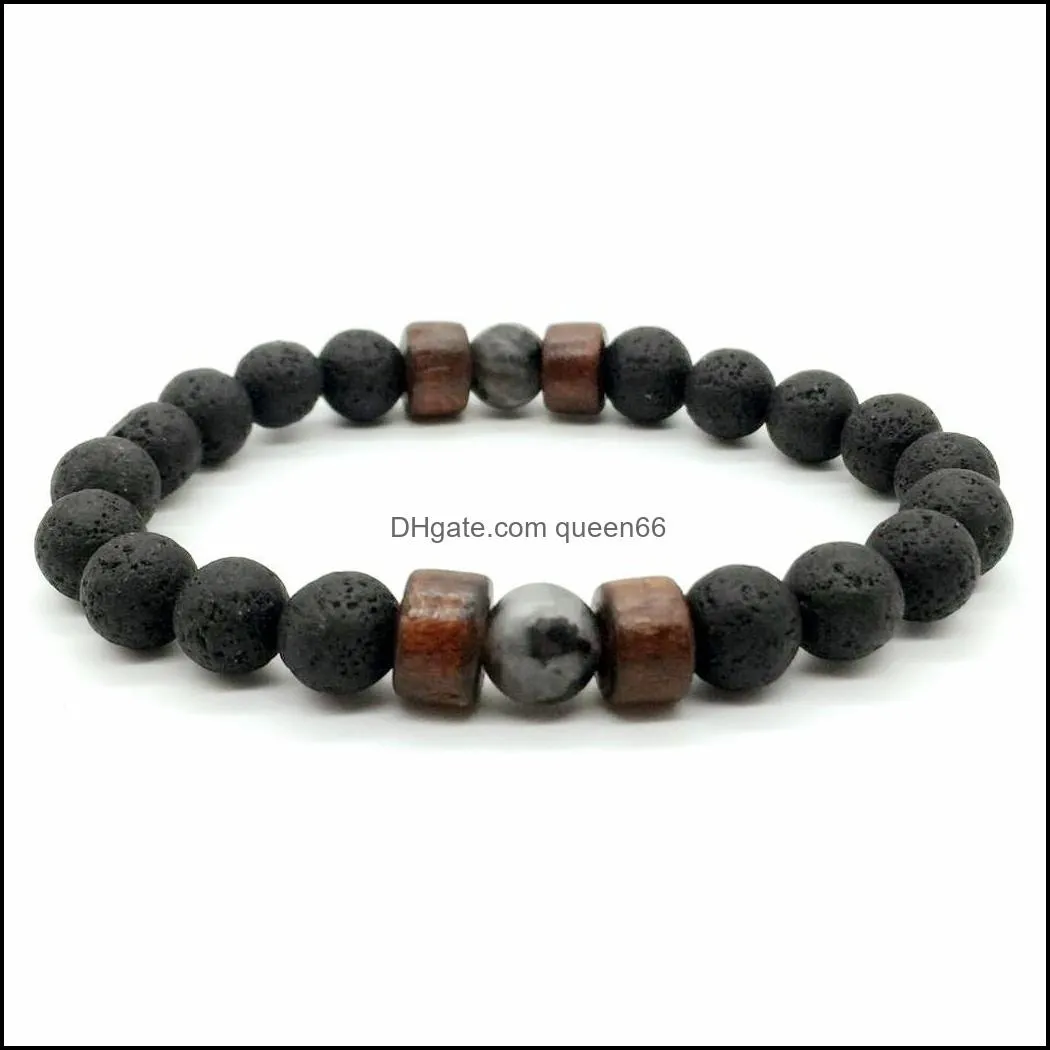 natural lava rock stone beads strand bracelet mem unisex bracelet wooden bead  oil diffuserbracelets for women