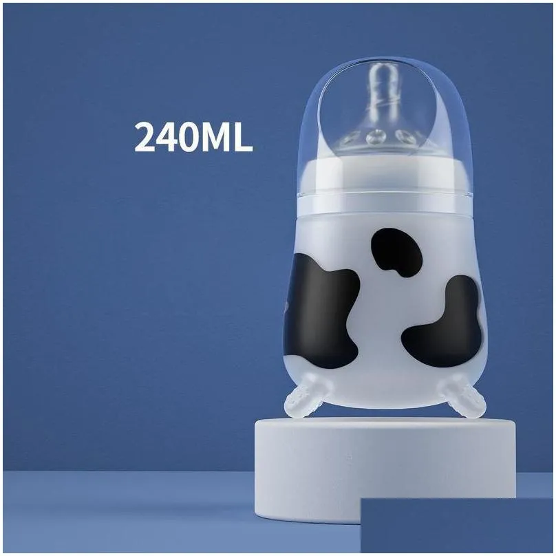 silicone baby feeding bottle cute cow imitating breast milk for born infant anticolic antichoking supplies 220414