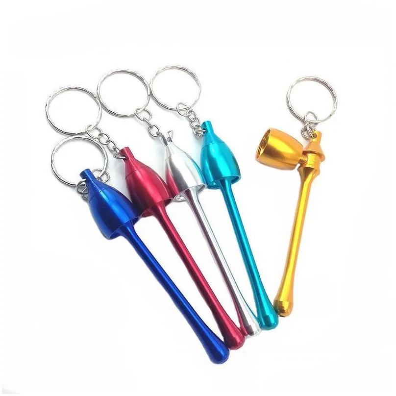 outdoor portable smoke pipe keychain aluminum alloy metal pipes mini mushroom tobacco dhs deliverys