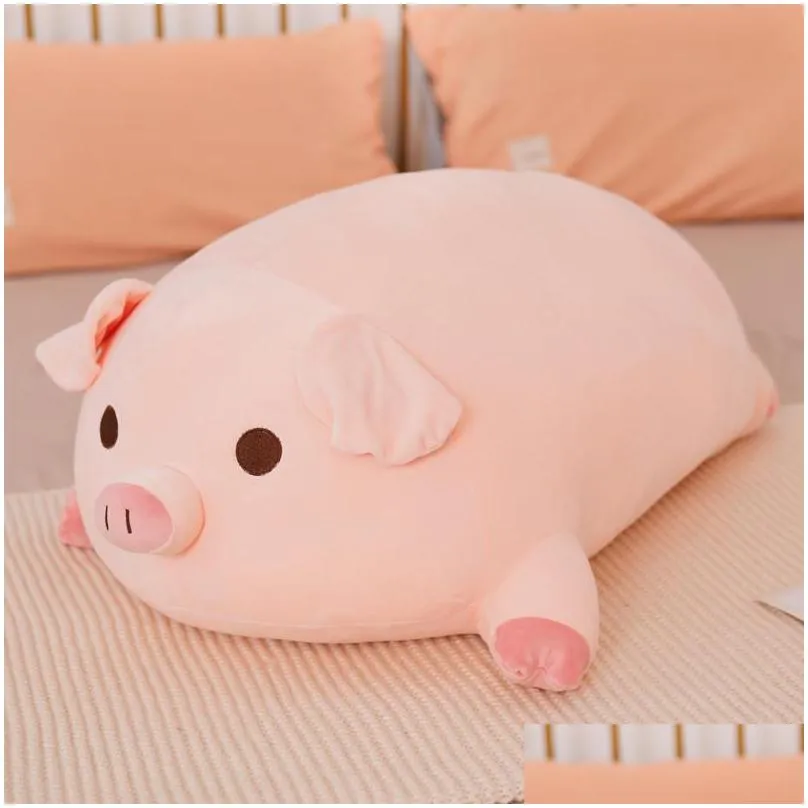 40/50/60/80cm squish pig stuffed doll lying plush piggy toy animal soft plushie pillow cushion kids baby comforting gift 220409