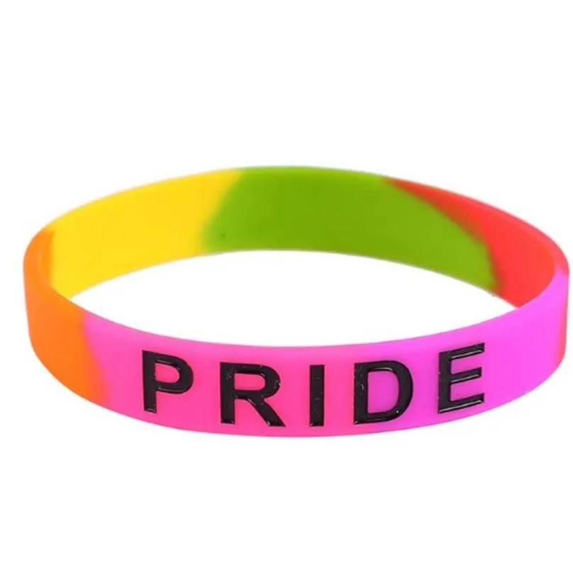 13 design lgbt silicone rainbow bracelet party favor colorful wristband pride wristbands dhs delivery