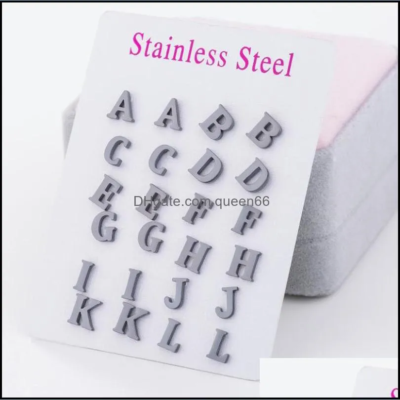 az alphabet stud earrings stainless steel initial letter earrings for women girls kids personalize everyday jewelry