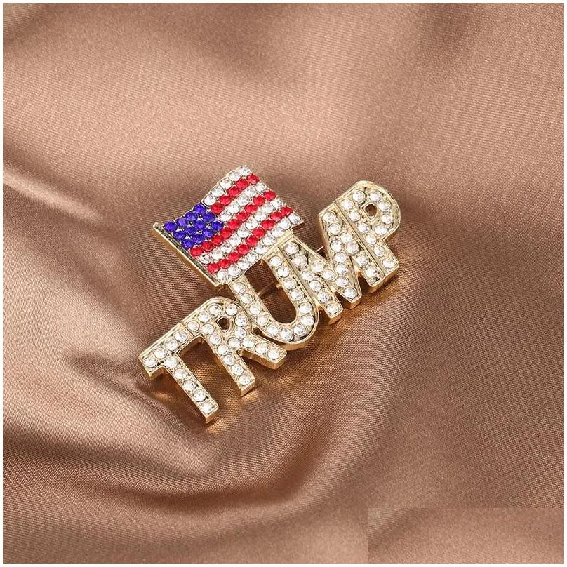 2020 bling diamond trump brooch american patriotic republican campaign pin commemorative commemorative badge 2 styles 