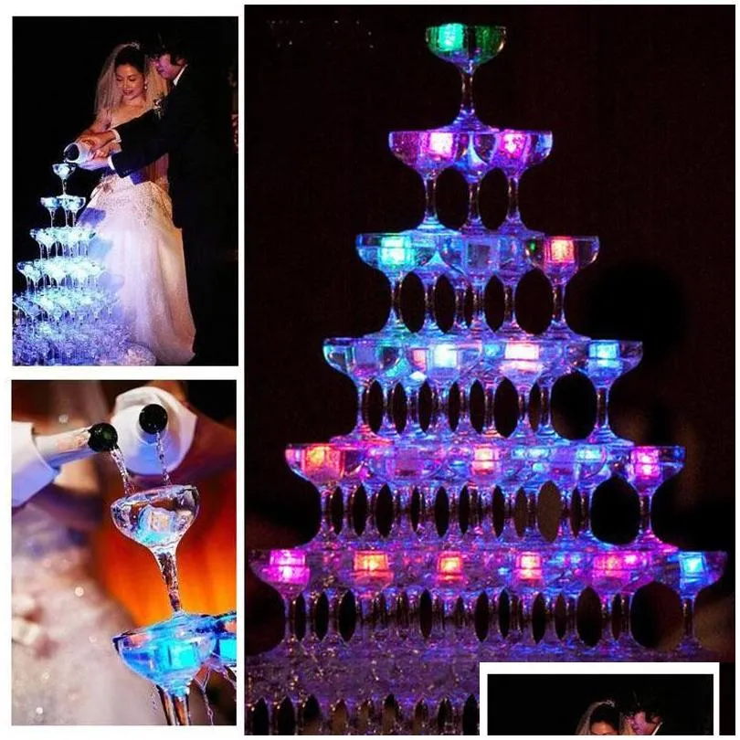 2021 flash ice cubes wateractivated led flashlight put into water drink bars wedding birthday christmas festival decor