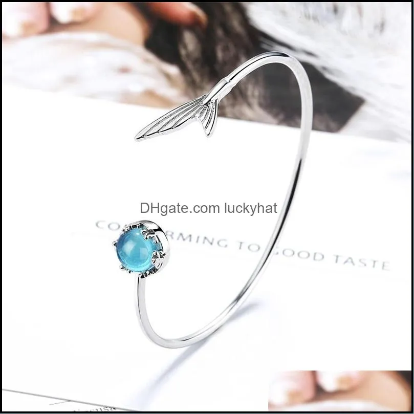 tb104 tail fish bracelets female super fairy student mermaid tears forest cold wind blue artificial crystal bracelet 1302 q2