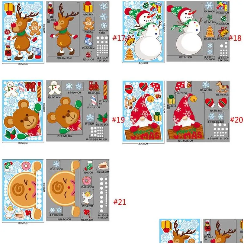 pvc christmas stickers decals window clings sticker party santa claus snowman double sided