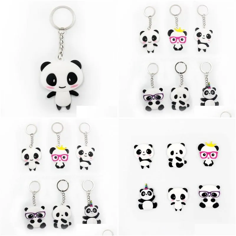 panda keychain men women jewelry silicone key ring party favor