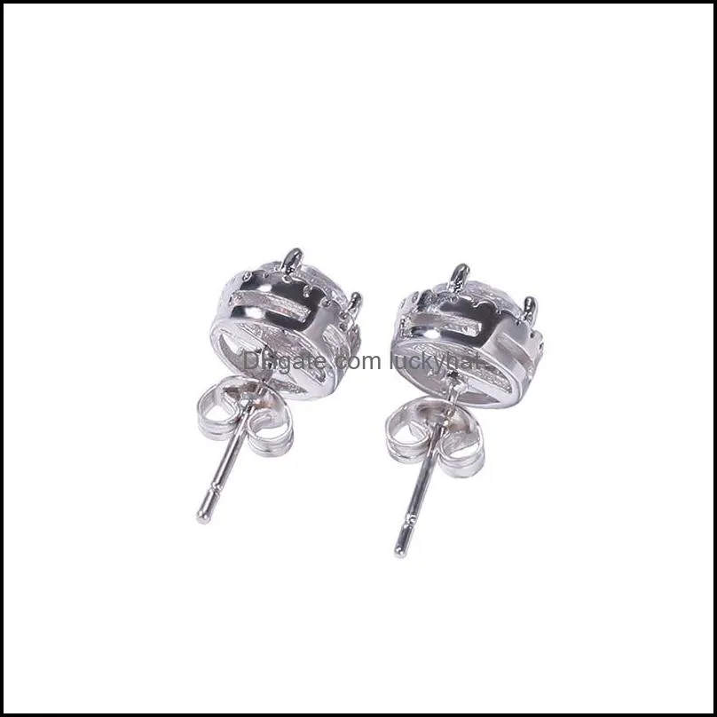 mens hip hop stud earrings jewelry new fashion black silver simulated diamond round earrings for men 301 n2