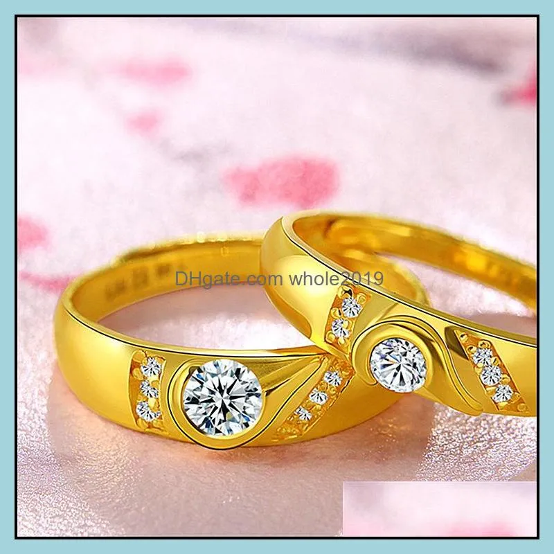 fashion creative couple rings heartshaped goldplated pair of wedding tanabata valentines day gift diamond love rings jewelry