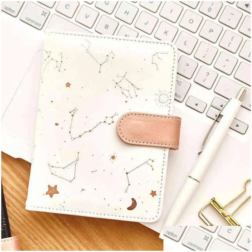 agenda 2022 planner notebook undated starry sky a6 small diary fullyear planner undated daily monthly plan soft leather cover 211103