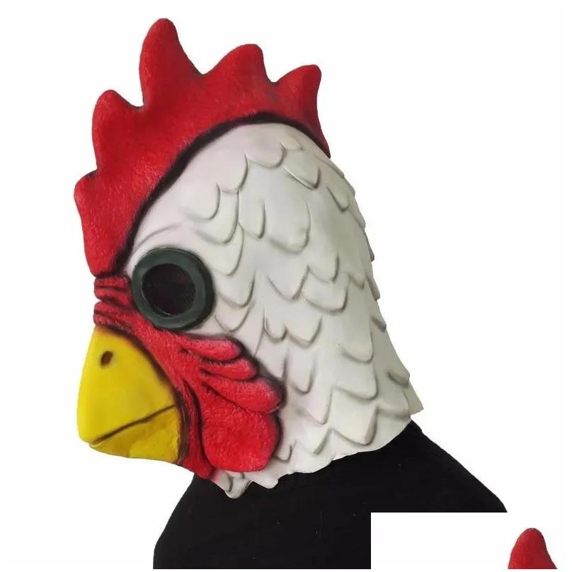 white latex rooster adults mad chicken cockerel mask halloween scary funny masquerade cosplay mask party mask 220704