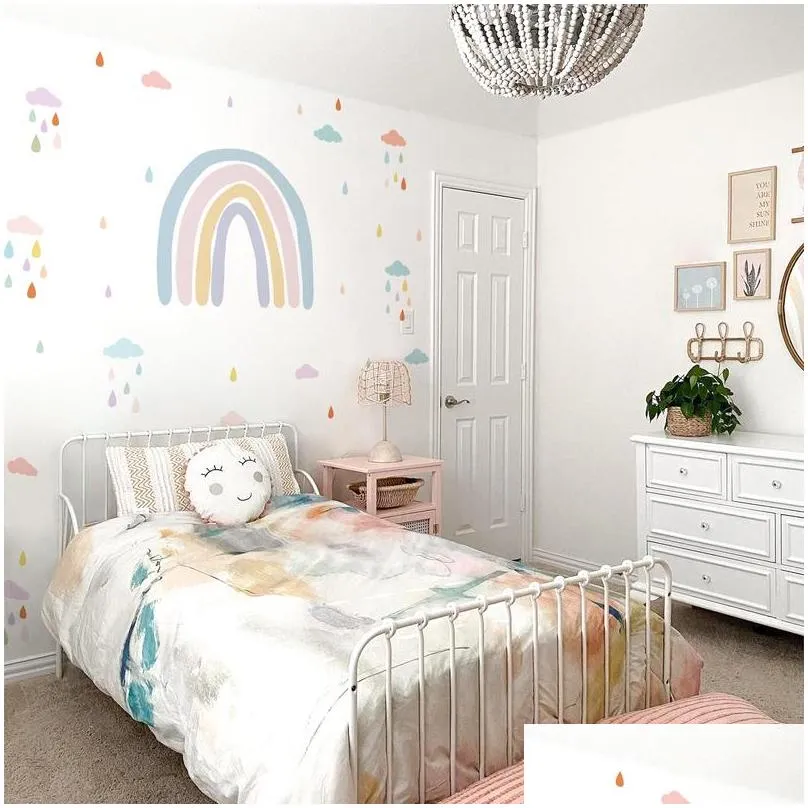 funlife nursery boho rainbow wall decals wallpapers wall stickers waterproof children living room bedroom kids baby home decor 220523