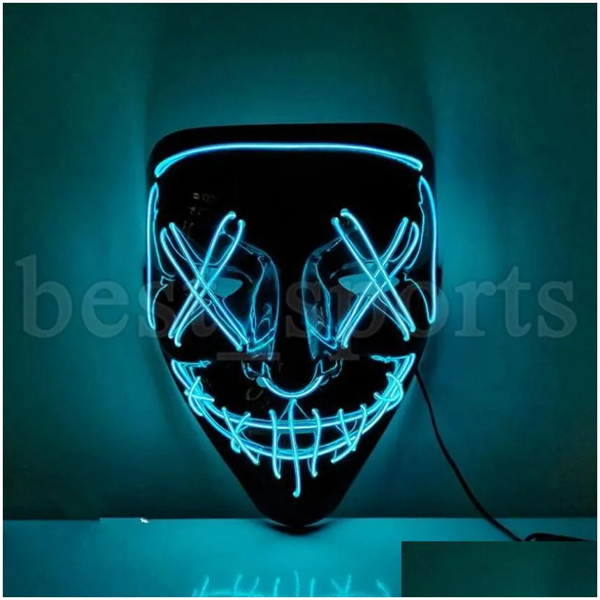 halloween horror mask cosplay led mask light up el wire scary glow in dark masque festival supplies 916