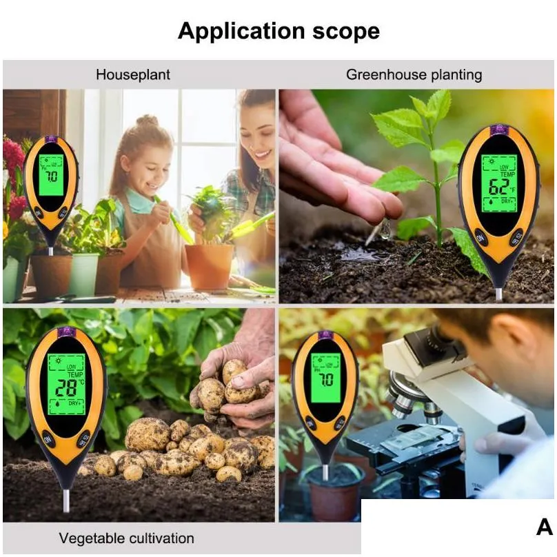 meters 4 in 1 soil tester digital ph meter moisture monitor temperature sunlight for gardening plants farming1
