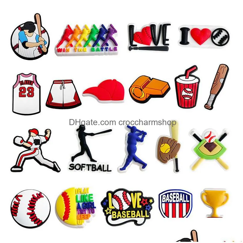anime charms wholesale childhood memories baseball sports funny gift cartoon croc charms shoe accessories pvc decoration buckle soft rubber clog charms fast