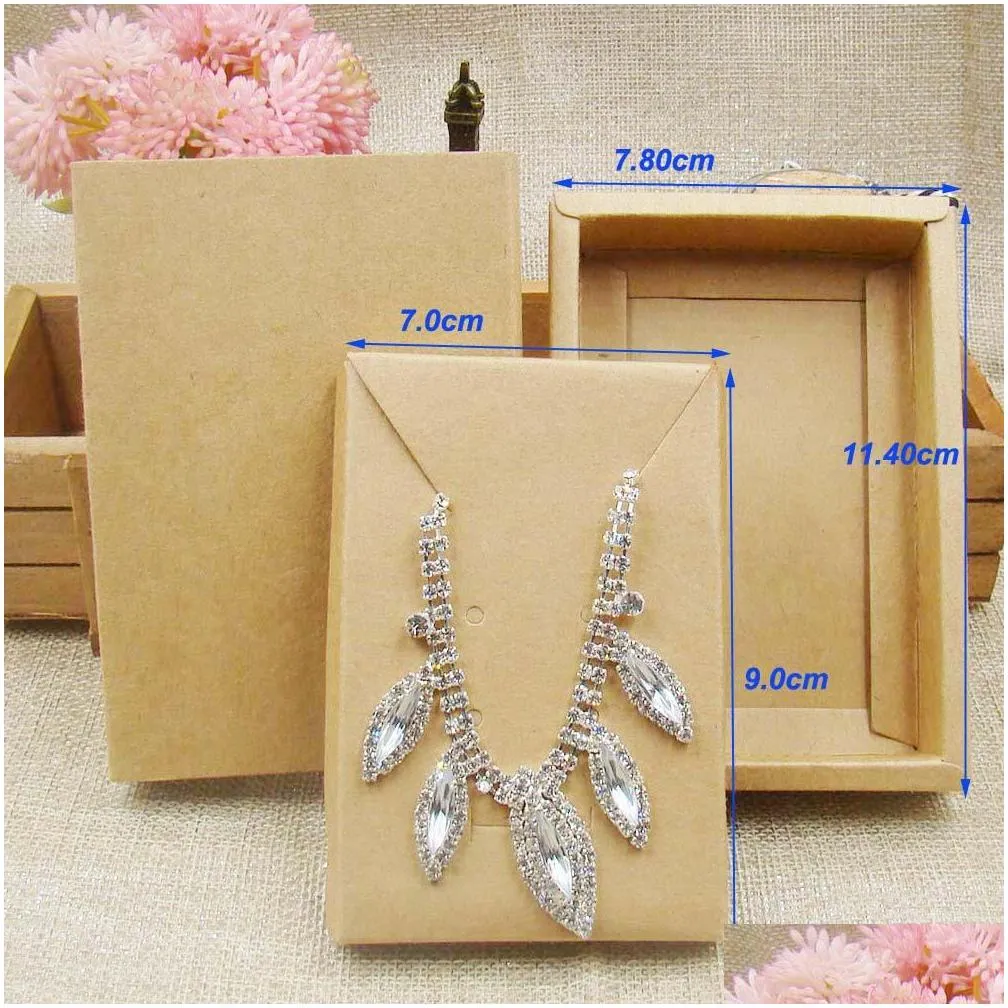 gift wrap 48pcs 4.5x3.15x1.0inch kraft paper jewelry display box custom printed necklace pendant earring package cardboard1