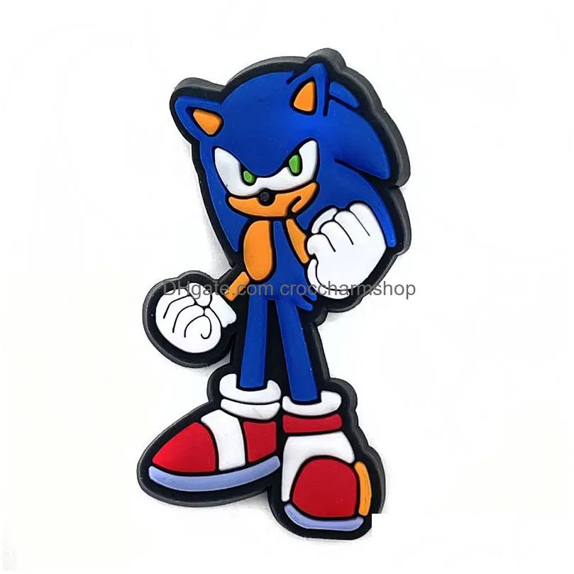 anime charms wholesale childhood memories game sonic cartoon croc charms shoe accessories pvc decoration buckle soft rubber clog charms fast