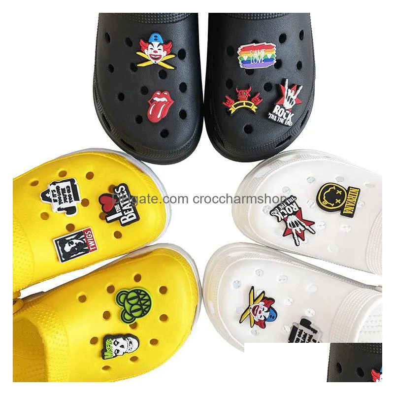 anime charms wholesale childhood memories misfits rock skull funny gift cartoon croc charms shoe accessories pvc decoration buckle soft rubber clog