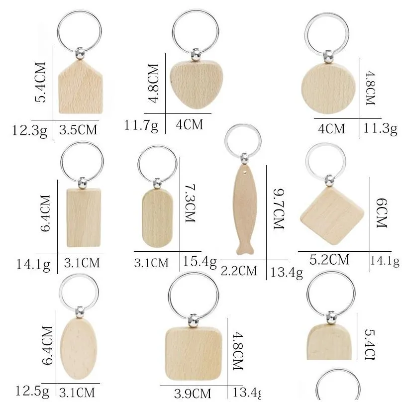 promotional handicrafts party favor souvenir plain diy blank beech wood pendant key chain keychain with key ring