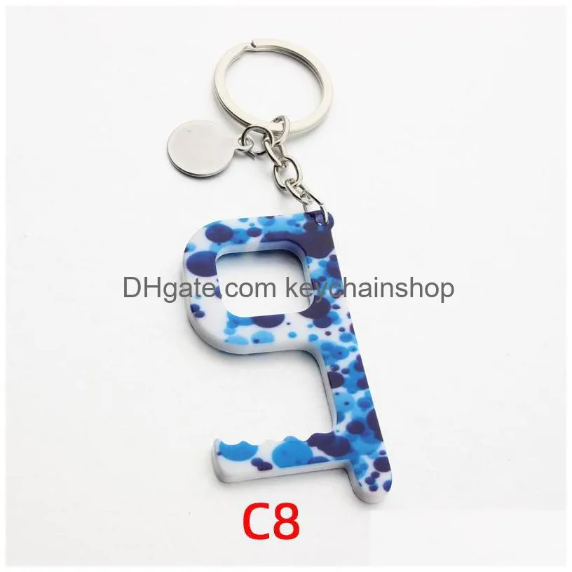 camouflage leopard keychain keyrings fashion flower elevator button nontouch safety contactless door opener gift car key chain ring