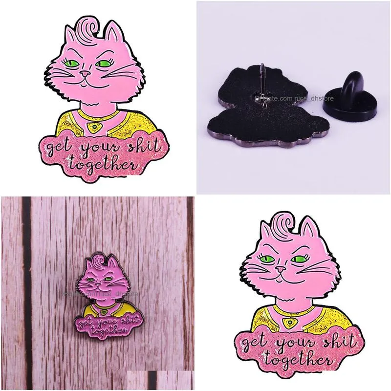 carolyn enamel pin cartoon tv series brooches for shirt lapel backpack banner badge pink cat lady jewelry gift for friends get your shit together