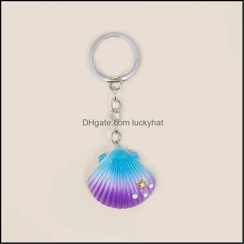 custom key rings creative simulation resin shell starfish key chain diy car bag pendant accessories promotional gifts