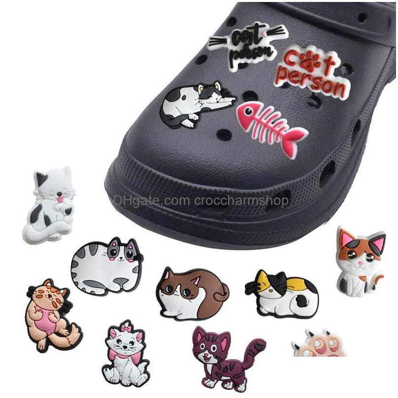 anime charms wholesale childhood cute cat paw dogs animal cartoon croc charms shoe accessories pvc decoration buckle soft rubber clog charms fast