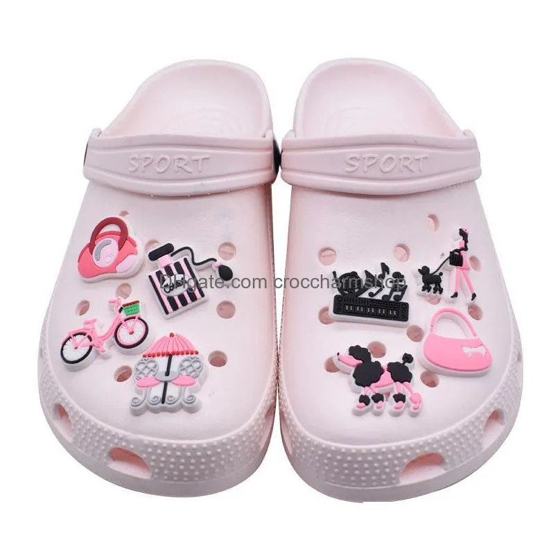 anime charms wholesale childhood memories pink honey princess cartoon croc charms shoe accessories pvc decoration buckle soft rubber clog charms fast