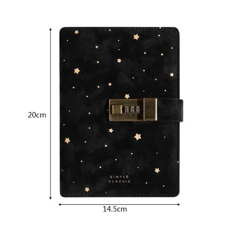 notepads b6 suede travel notebook with combination lock password star agenda diary journal notepad business stationery