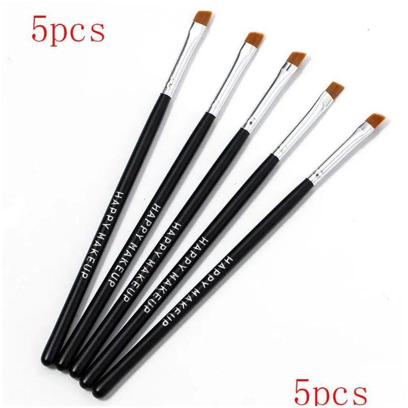 eyelash curler 5pcs/set black eyebrow inclined flat angled brush eyeliner eyeshadow eye brow makeup tool professional women cosmetic