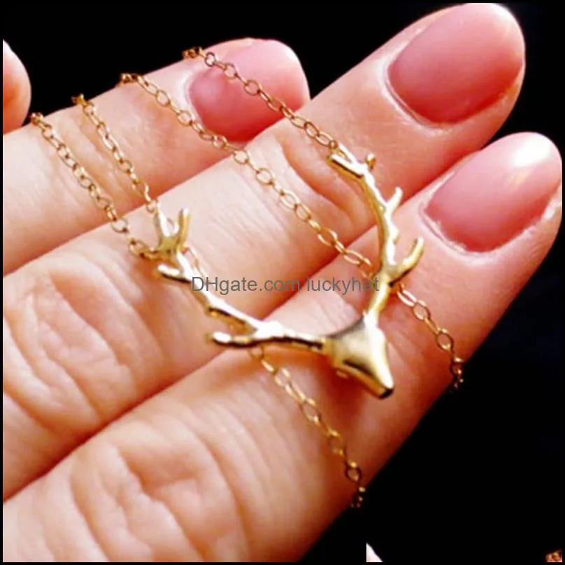 wholesale popular women deer head horn necklace jewelry elegant minimalist jewelry