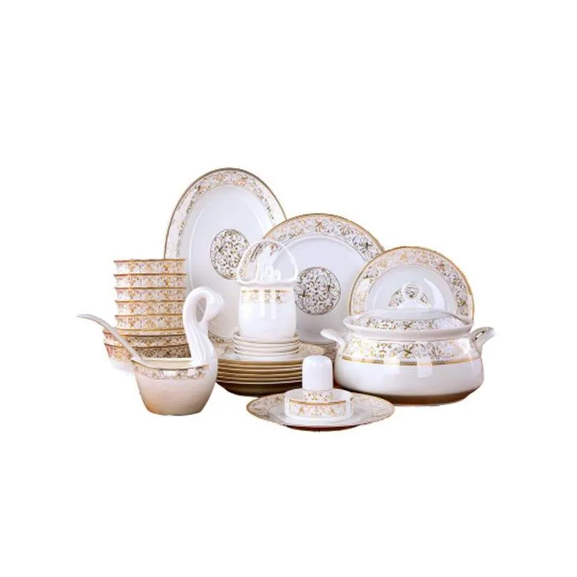 fashion 60 pcs porcelain dinnerware dining room luxury sun island dinner plates sets