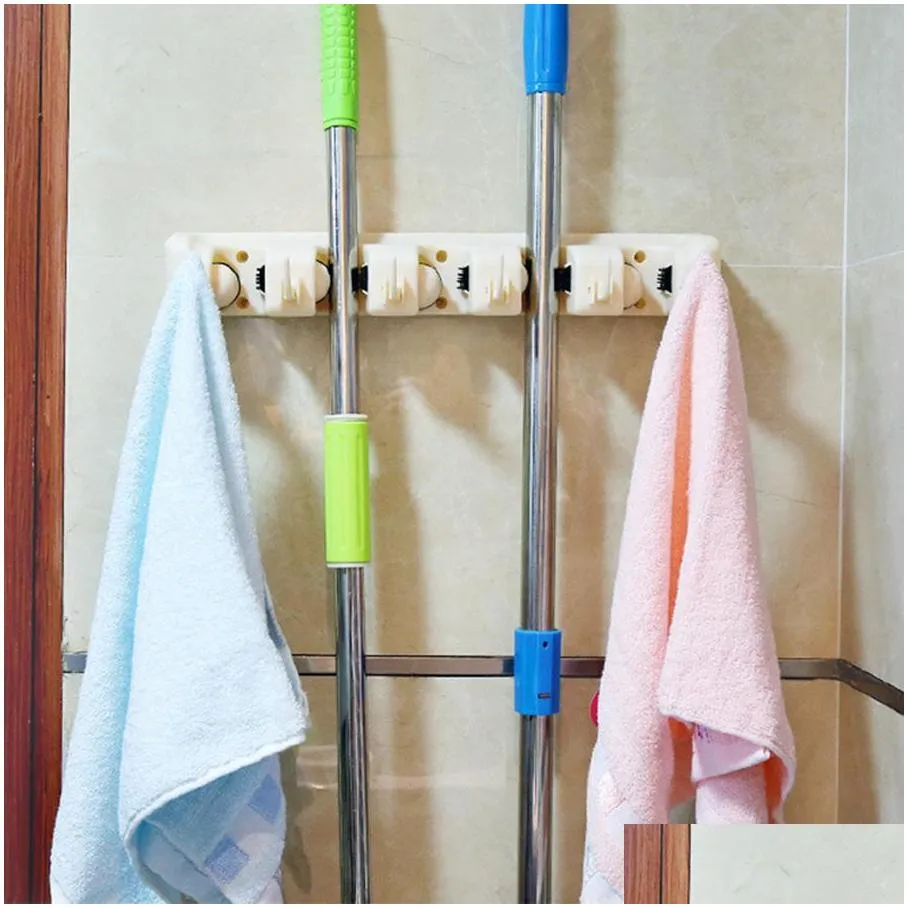 wholesale household mop brush hanger multifunction kitchen organizer mop holder rack kitchen gadgets brush broom storage gadgets dh1147