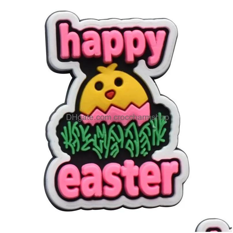 anime charms wholesale childhood memories happy easter cartoon croc charms shoe accessories pvc decoration buckle soft rubber clog charms fast